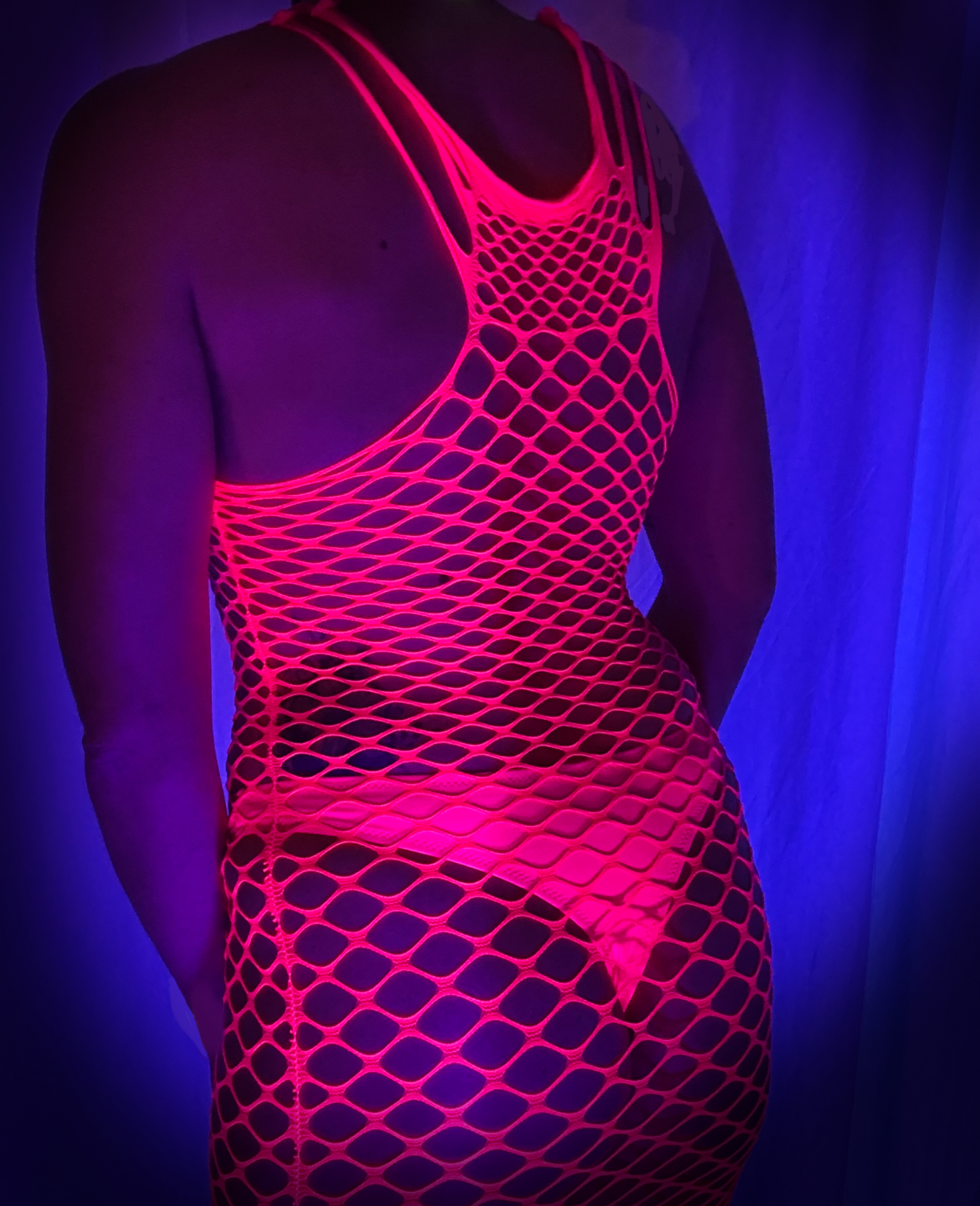 Plus Size Neon Fishnet Dress
