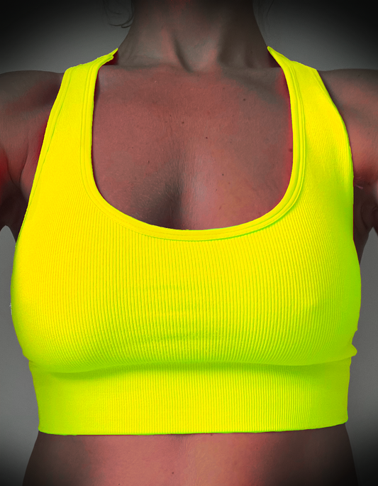 Base Crop Top Neon Geel